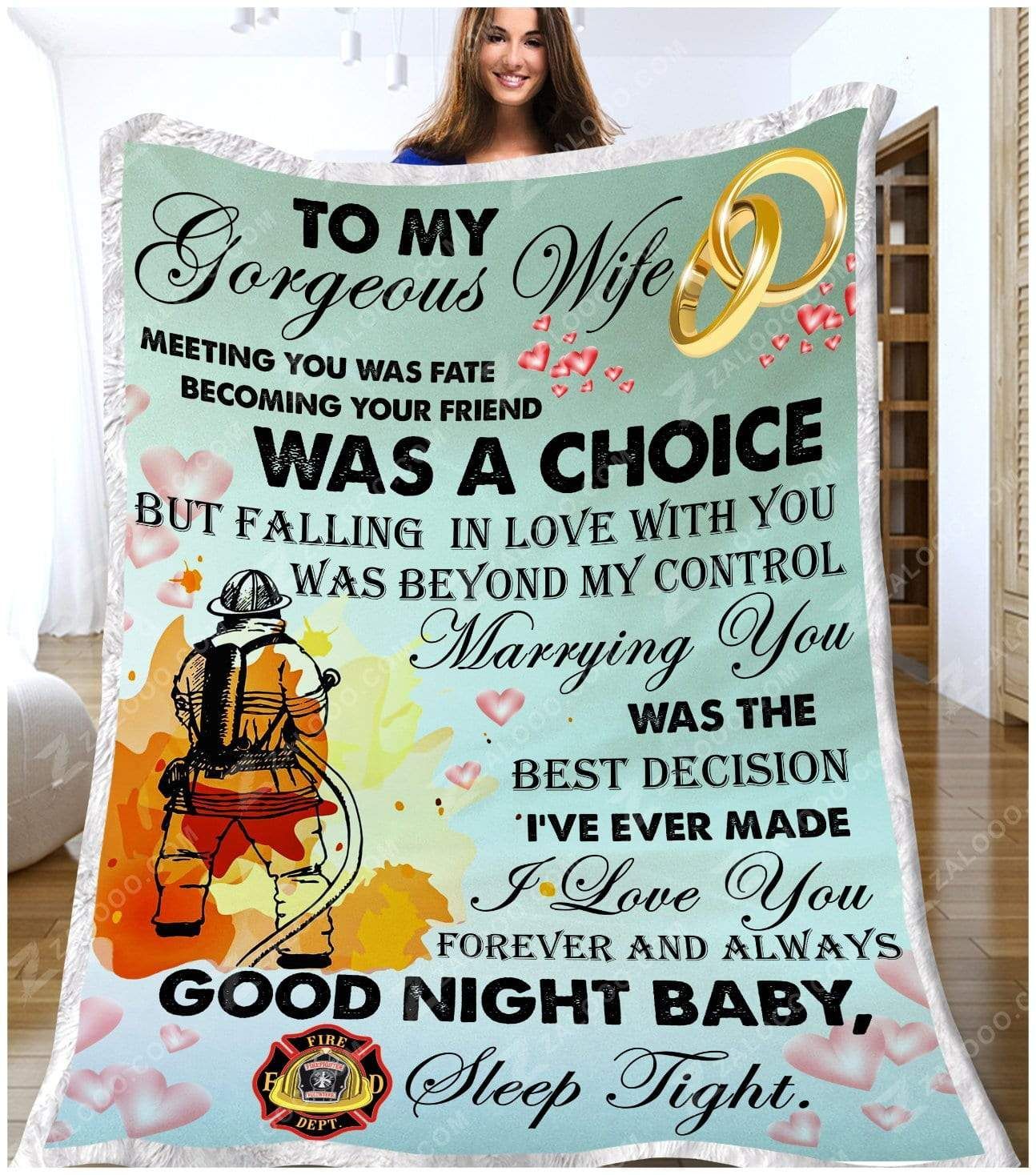 Firefighter To My Wife Sherpa Fleece Blanket