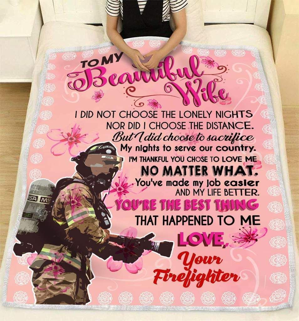 Firefighter To My Wife Sherpa Fleece Blanket