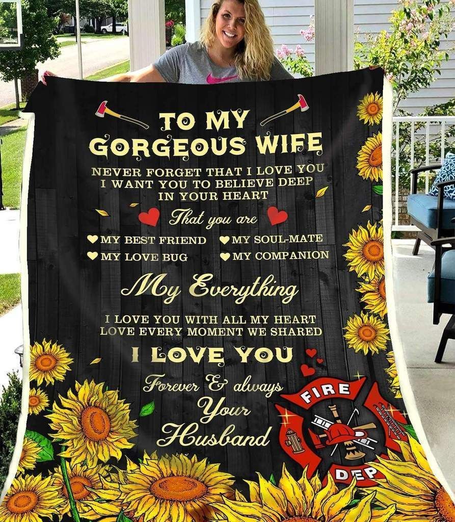 Firefighter To My Wife Sherpa Fleece Blanket
