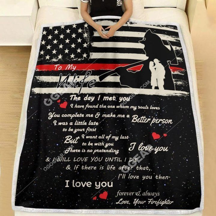 Firefighter To My Wife Sherpa Fleece Blanket