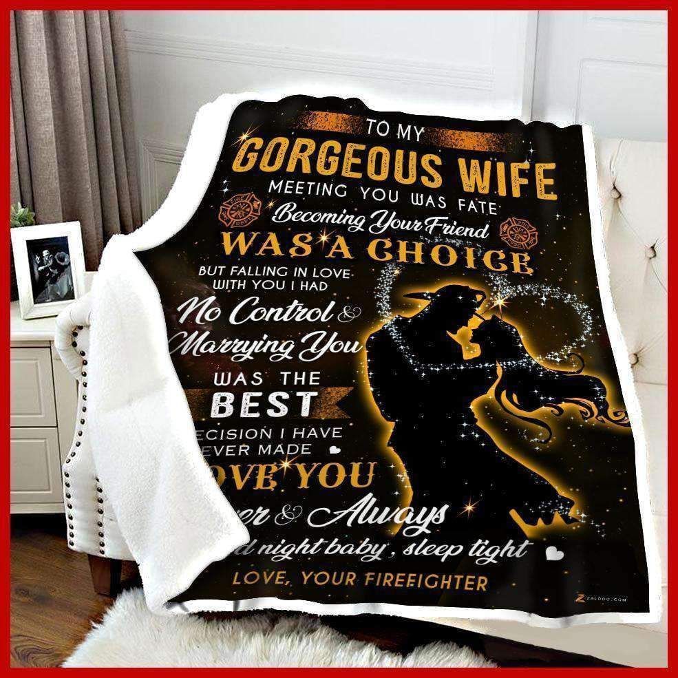 Firefighter To My Wife Meeting You Was Fate Sherpa Fleece Blanket