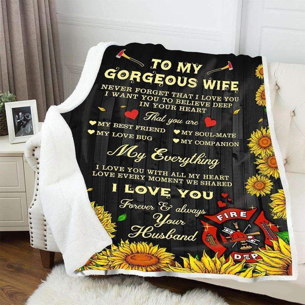 Firefighter – To My Wife – My Everything Fleece Blanket
