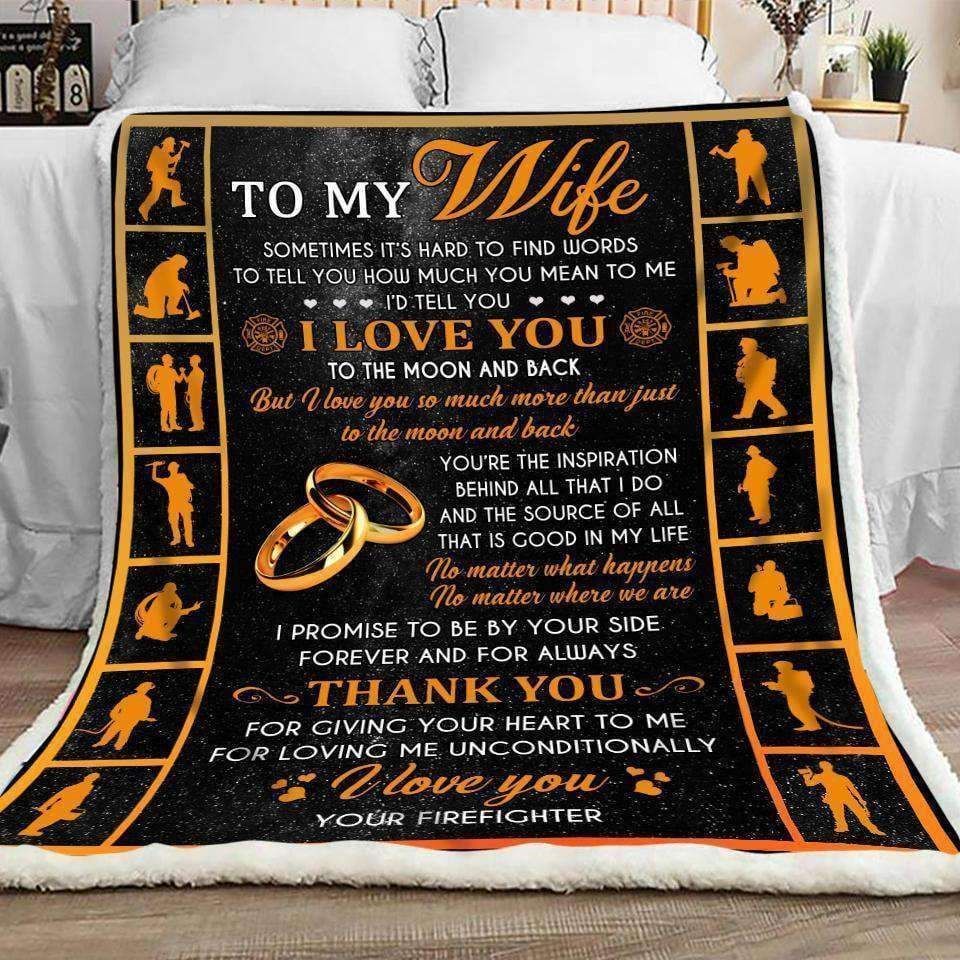 Firefighter To My Wife Thank You Sherpa Fleece Blanket