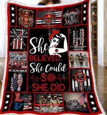 Firefighter Woman Sherpa Fleece Blanket