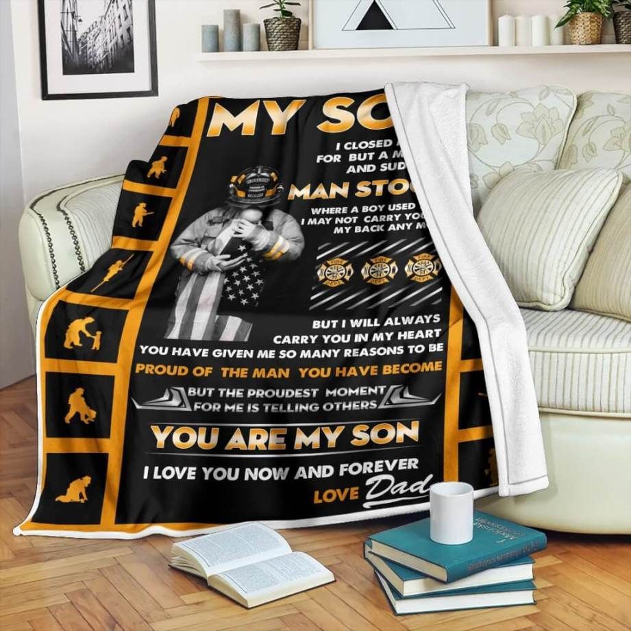 Firefighter You Are My Son Sherpa Fleece Blanket