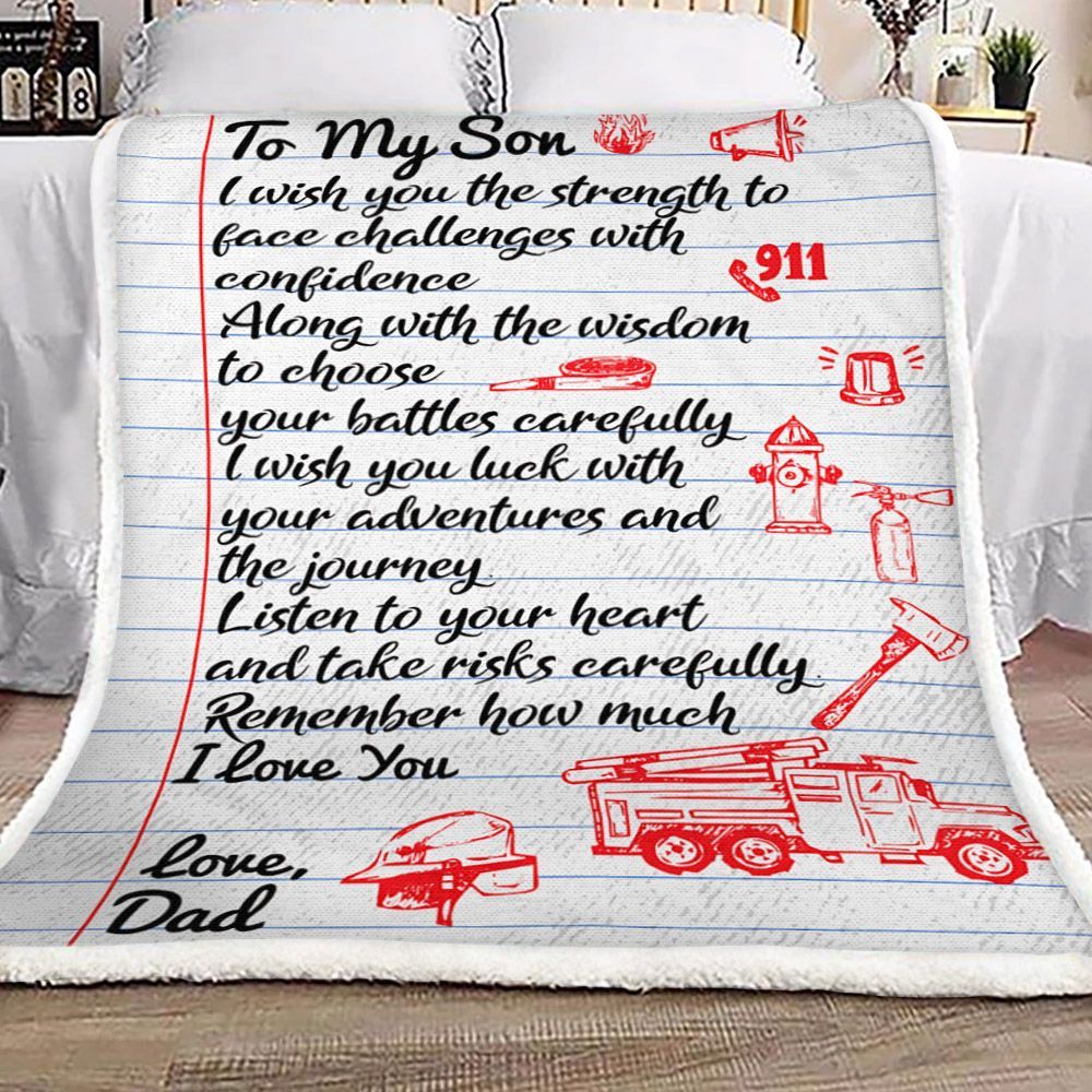 Firefighters Son Sherpa Fleece Blanket