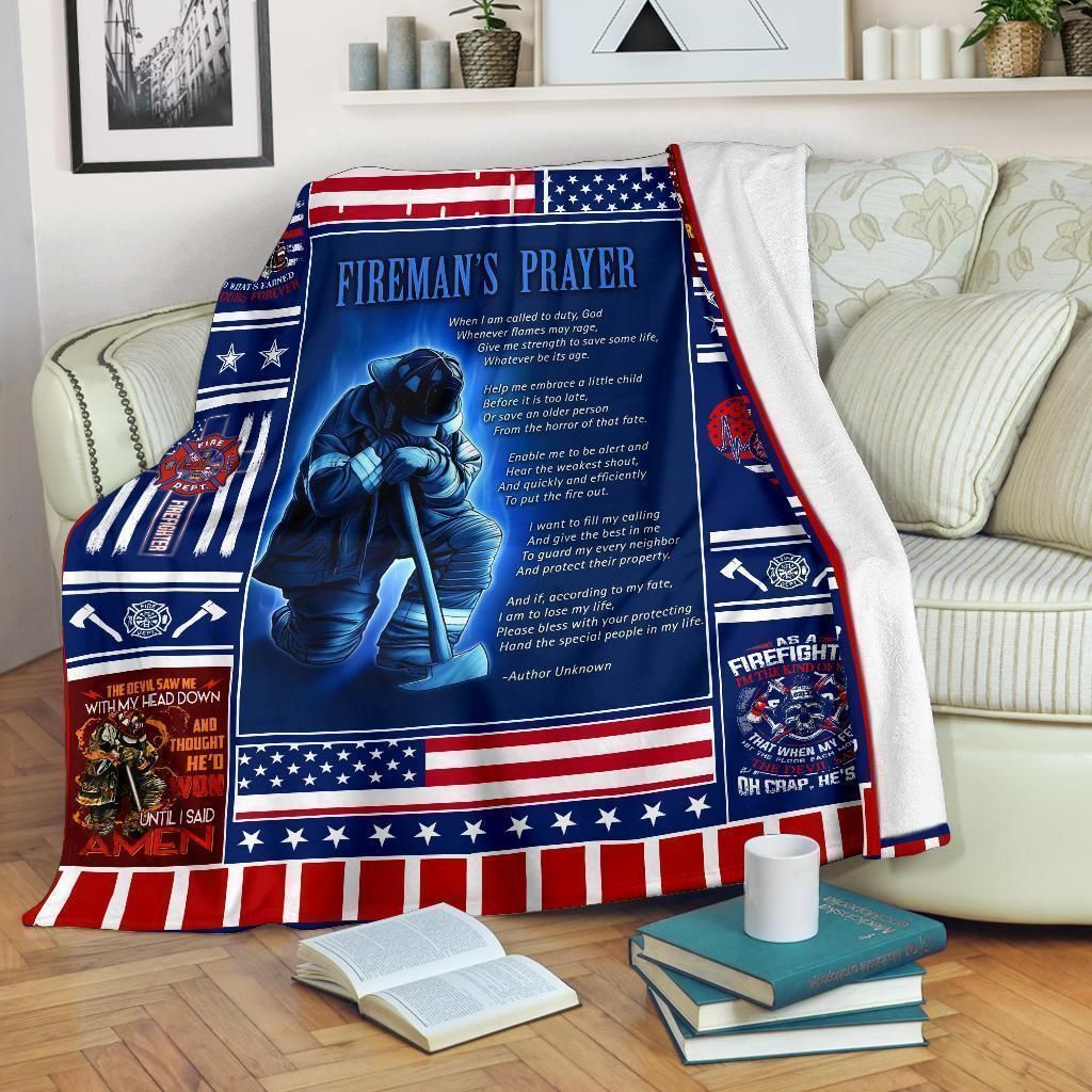 Fireman’s Prayer Gift For Firefighter Printed Fleece Blanket