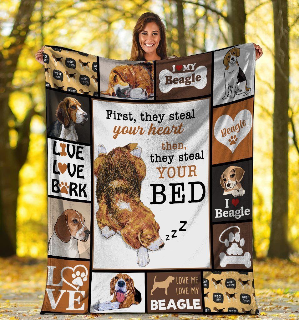 First They Steal Your Heart Beagle Dog Fleece Blanket