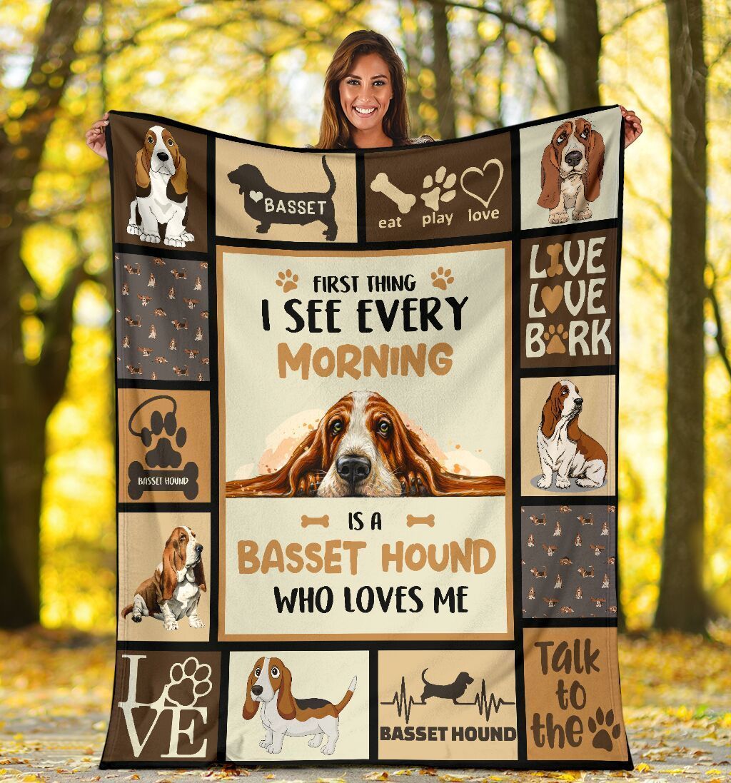 First Thing I See Every Morning Basset Hound Fleece Blanket