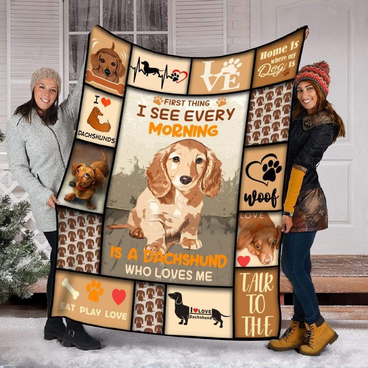 First Thing I See Every Morning Dachshund Fleece Blanket Gift For Dog Lovers