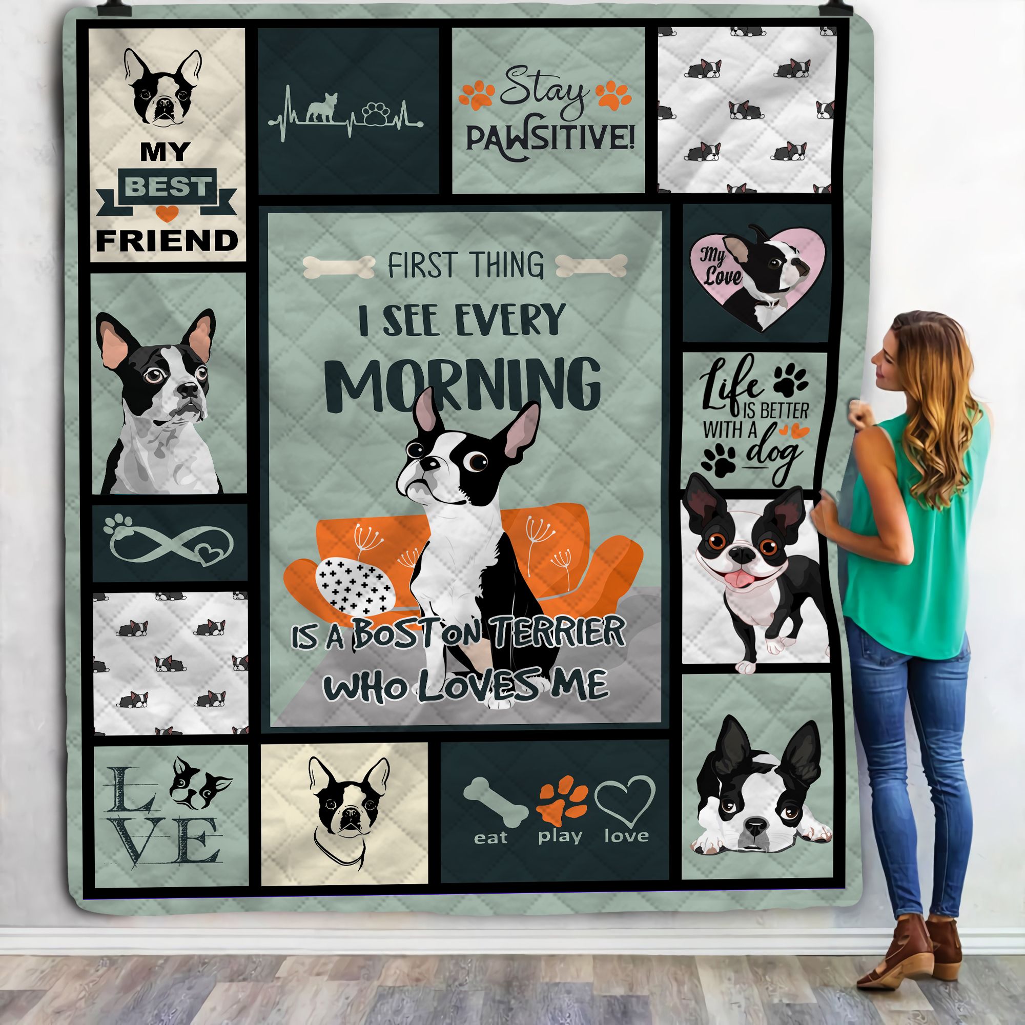 First Thing I See Every Morning Is A Boston Terrier Fleece Blanket