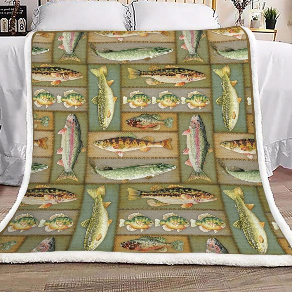 Fish Types Sherpa Fleece Blanket