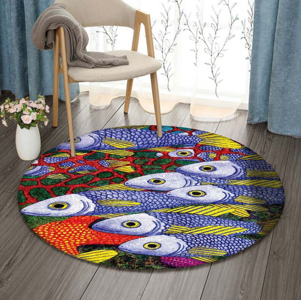 Fish Yellow Fins Round Carpet