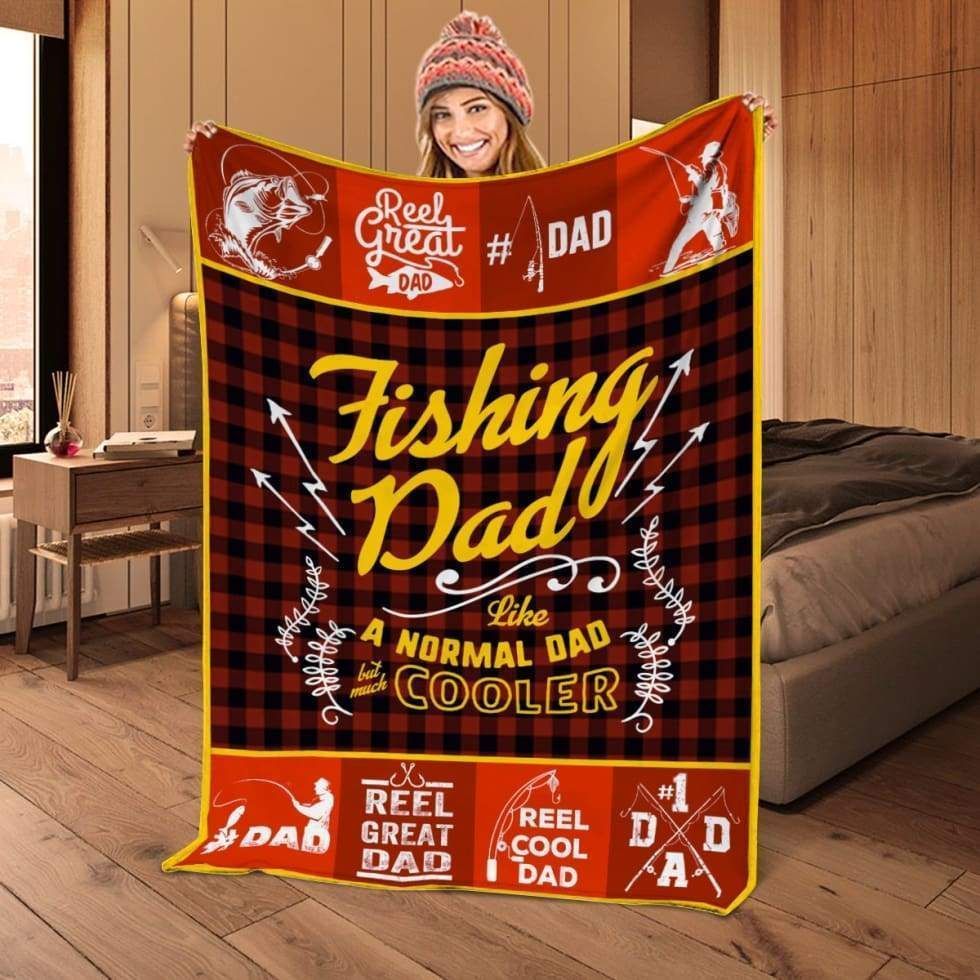 Fishing Dad Like A Normal Dad But Cooler Father’s Day Gift Throw Fleece Blanket