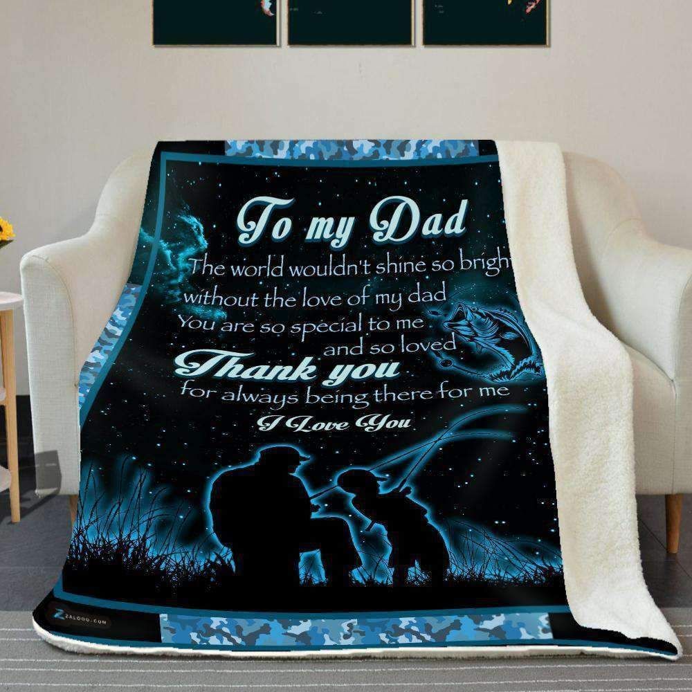 Fishing The Love Of My Dad Message Gift To Dad Fleece Blanket