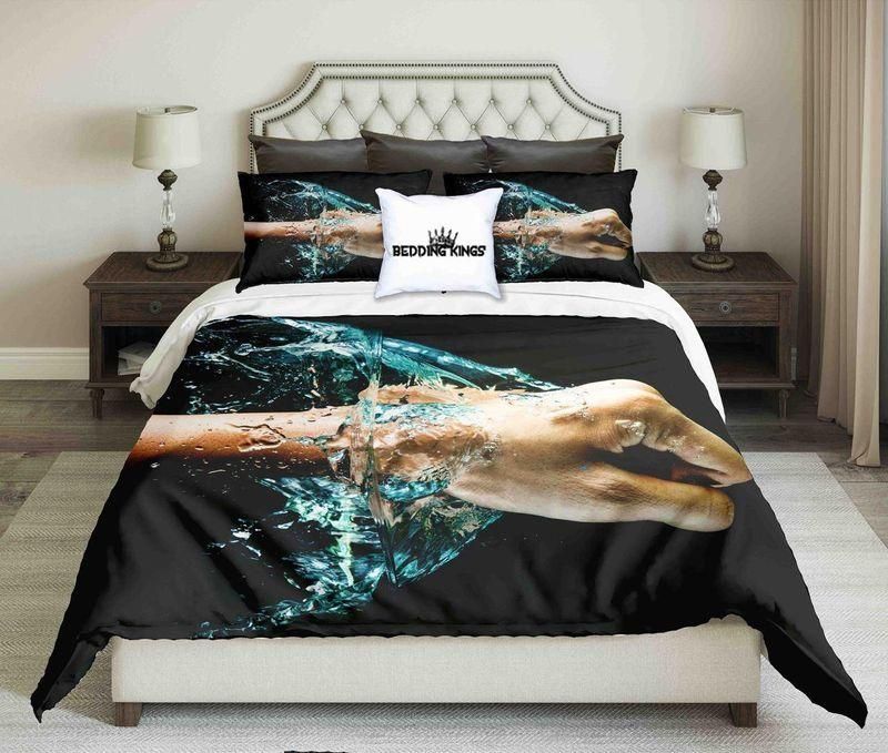 Fist Against Water On Black Background Set   Bedding Set