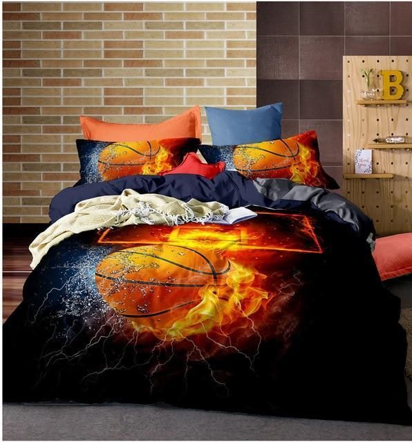 Flame And Ice Basketball Bedding Set