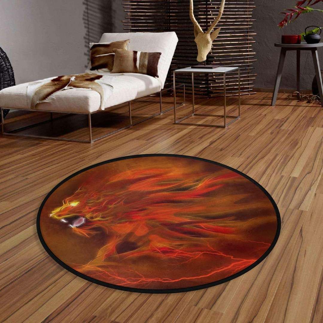 Flame Lion Round Carpet