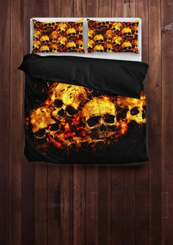 Flaming Skull Bedding Set