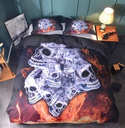 Flaming Skull Bedding Set