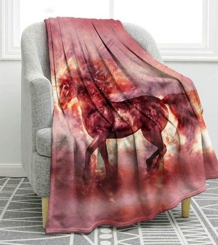 Flaming Unicorn Sherpa Fleece Blanket
