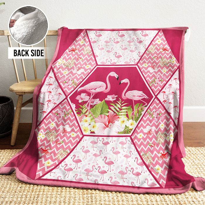 Flamingo Sherpa Fleece Blanket