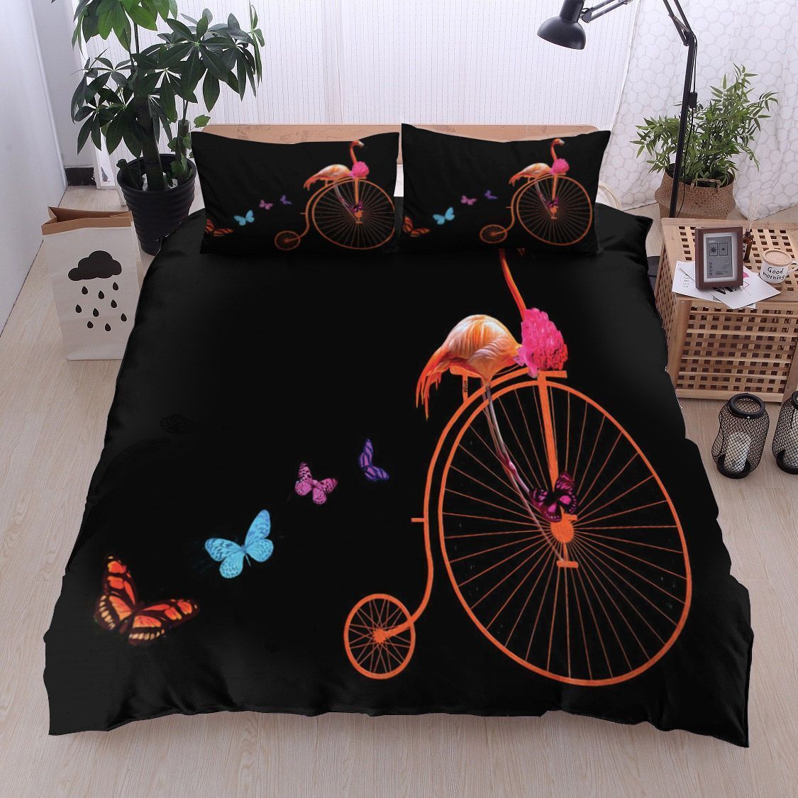 Flamingo And Butterfly Bedding Set