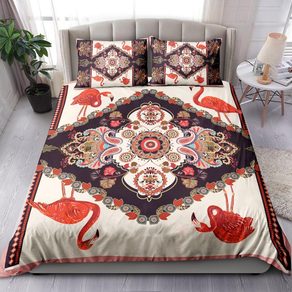 Flamingo And Ethnic Ornament Bedding Set