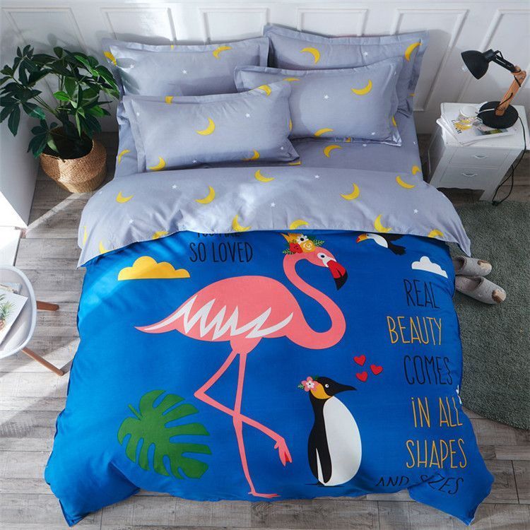 Flamingo And Penguin Bedding Set
