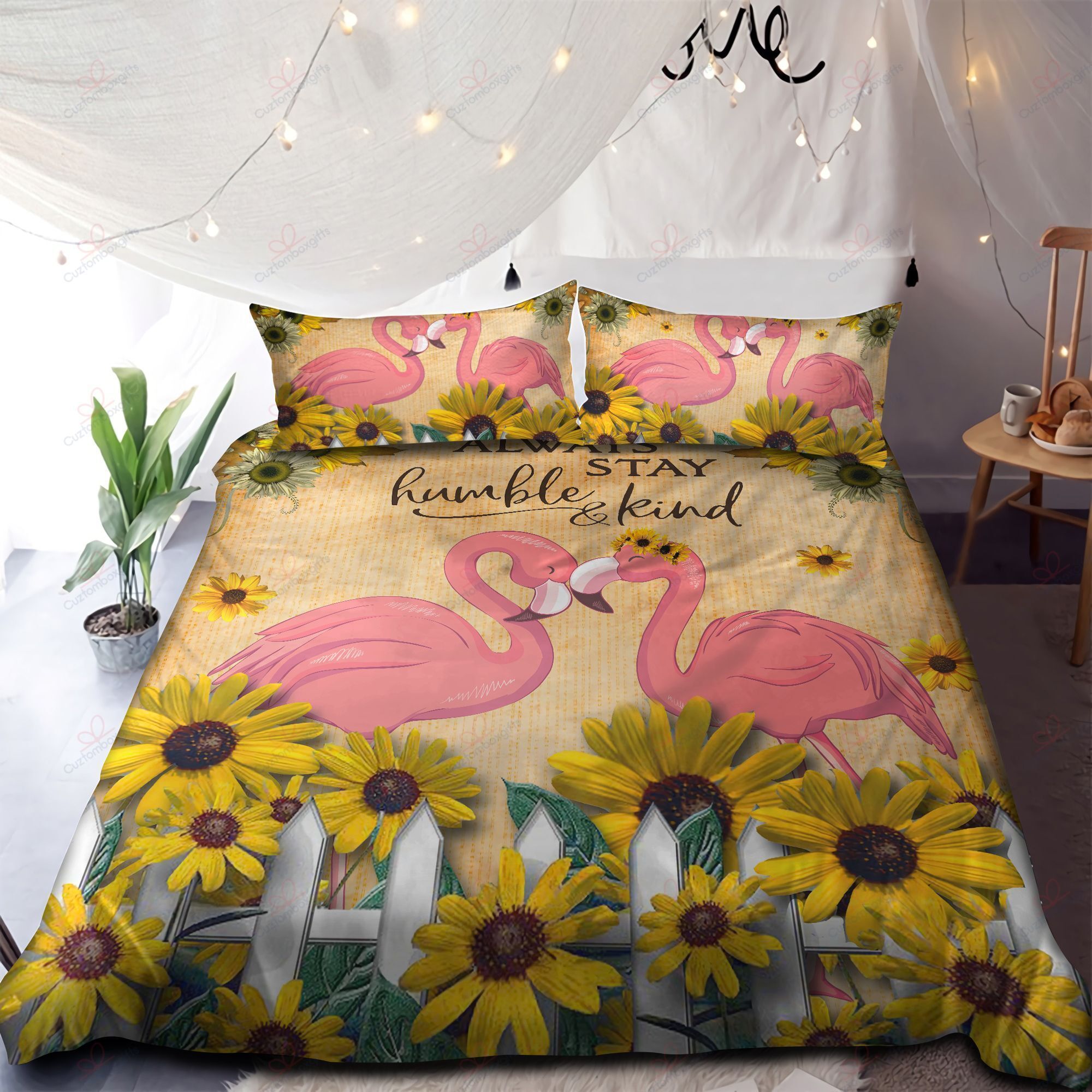 Flamingo And Sunflower Bedding Set