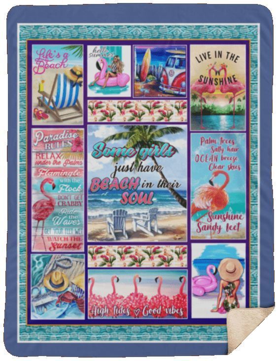 Flamingo Beach Sherpa Fleece Blanket
