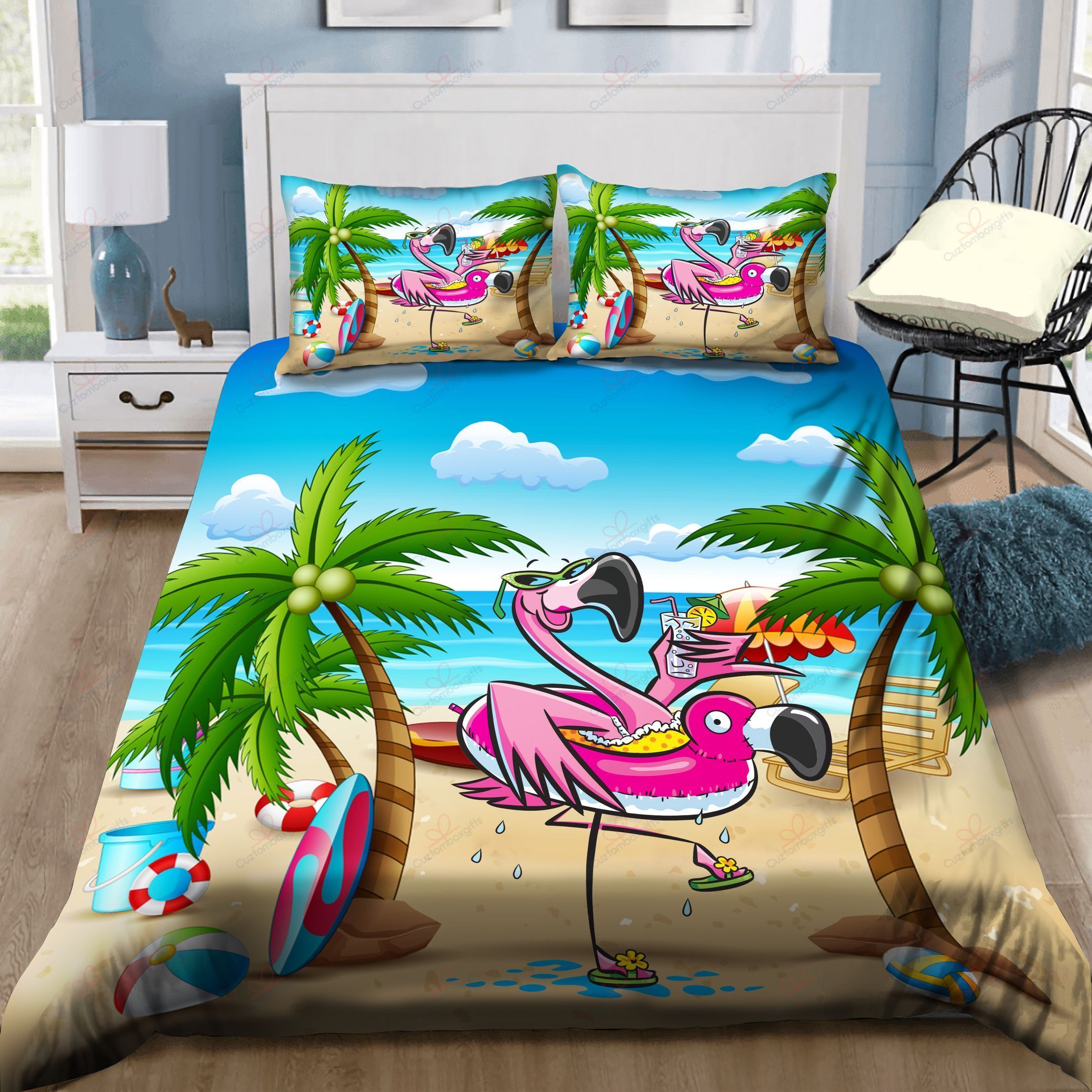 Flamingo Beach Summer Bedding Set