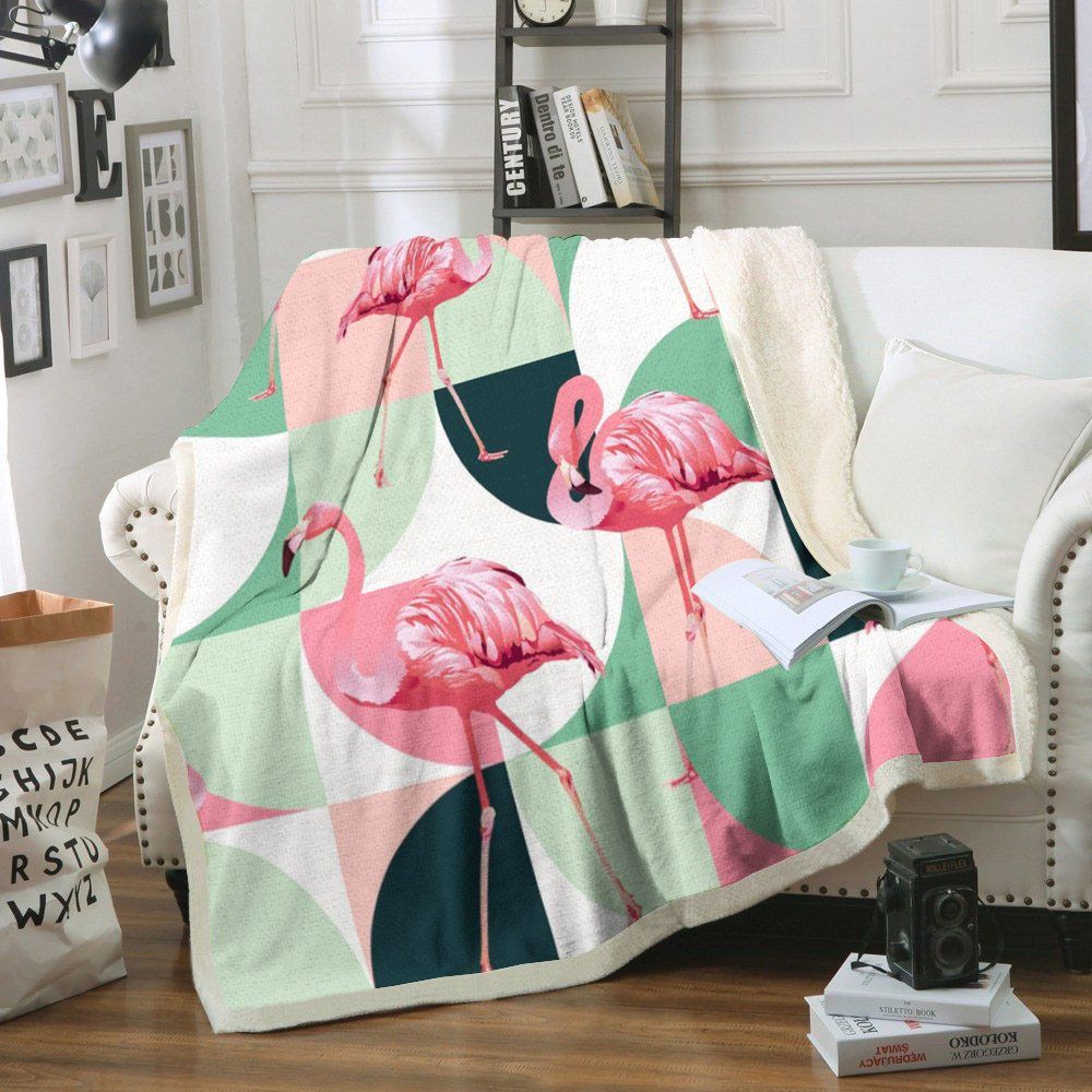 Flamingo Sherpa Fleece Blanket