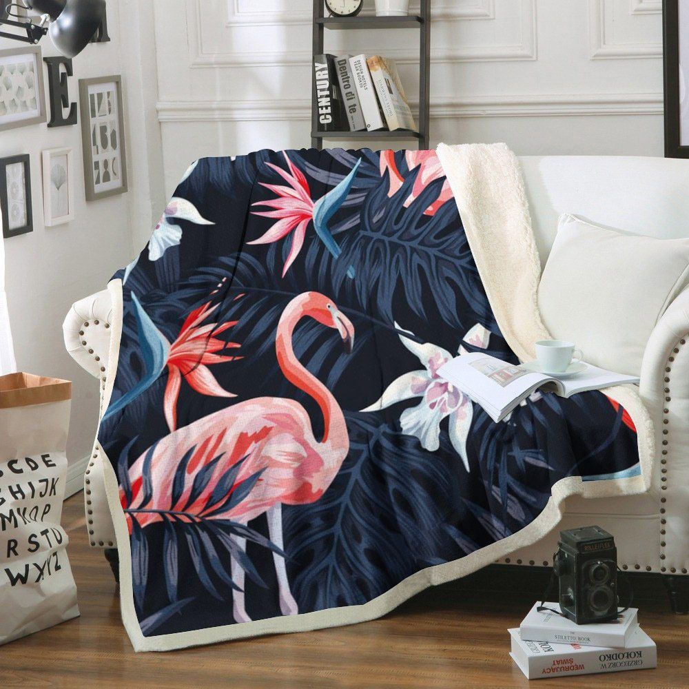 Flamingo Sherpa Fleece Blanket