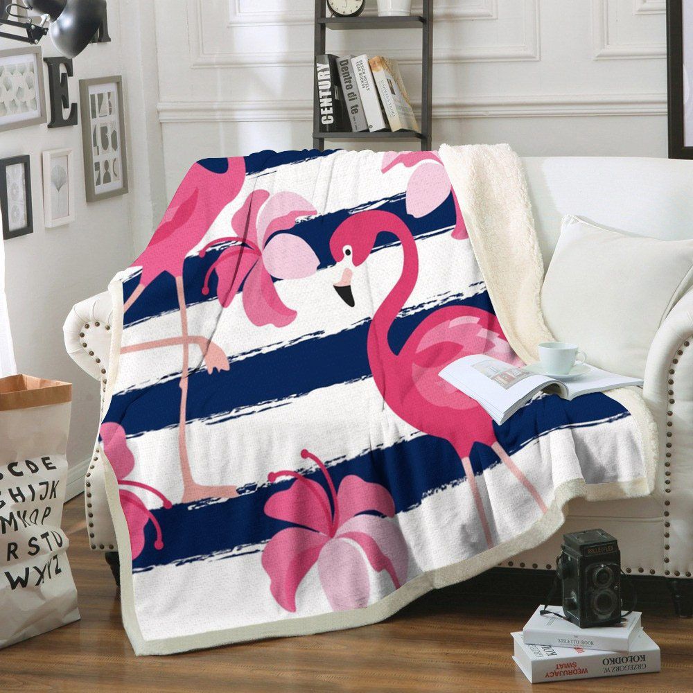 Flamingo Sherpa Fleece Blanket