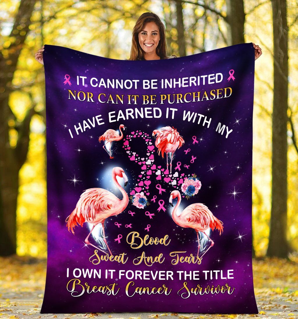 Flamingo Breast Cancer Fleece Blanket