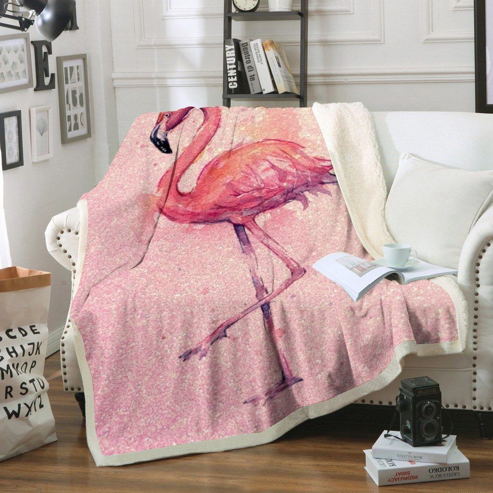 Flamingo Sherpa Fleece Blanket