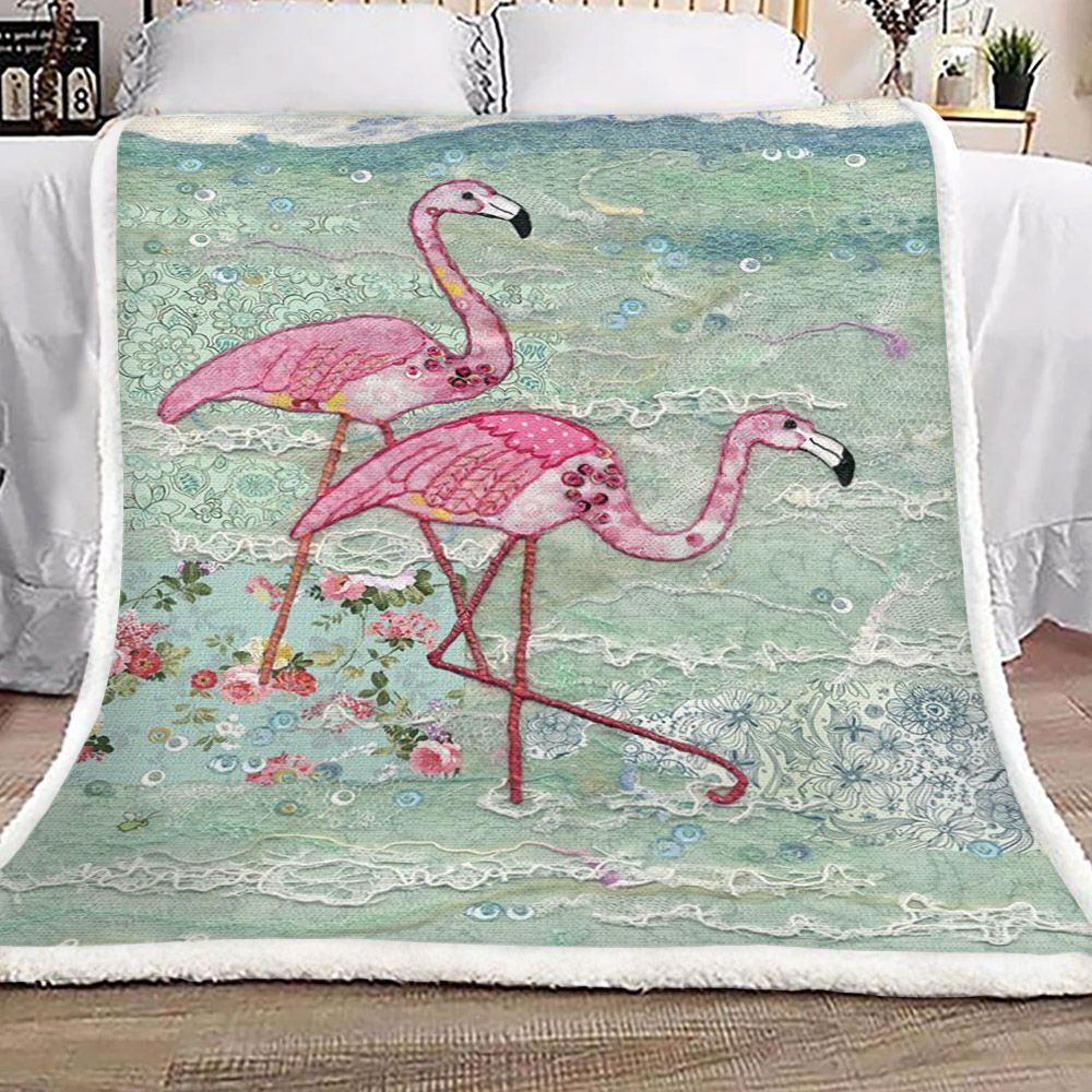 Flamingo Sherpa Fleece Blanket