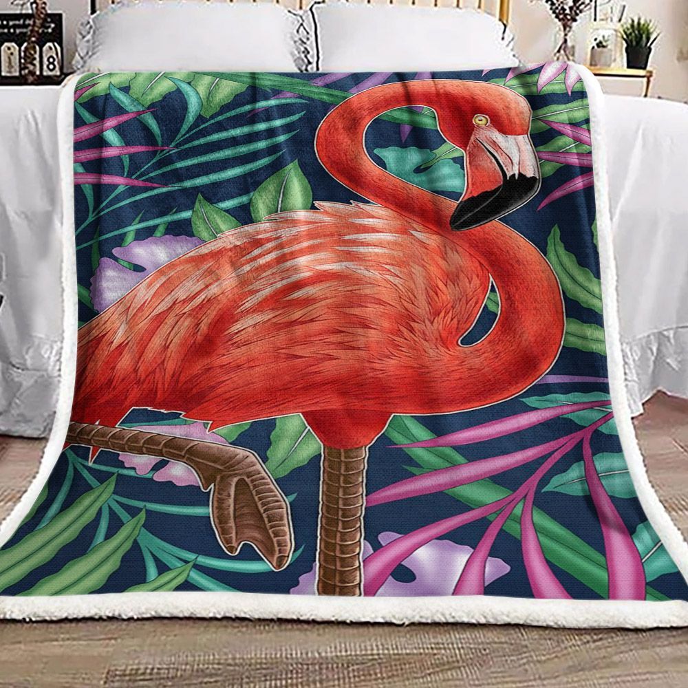 Flamingo Sherpa Fleece Blanket