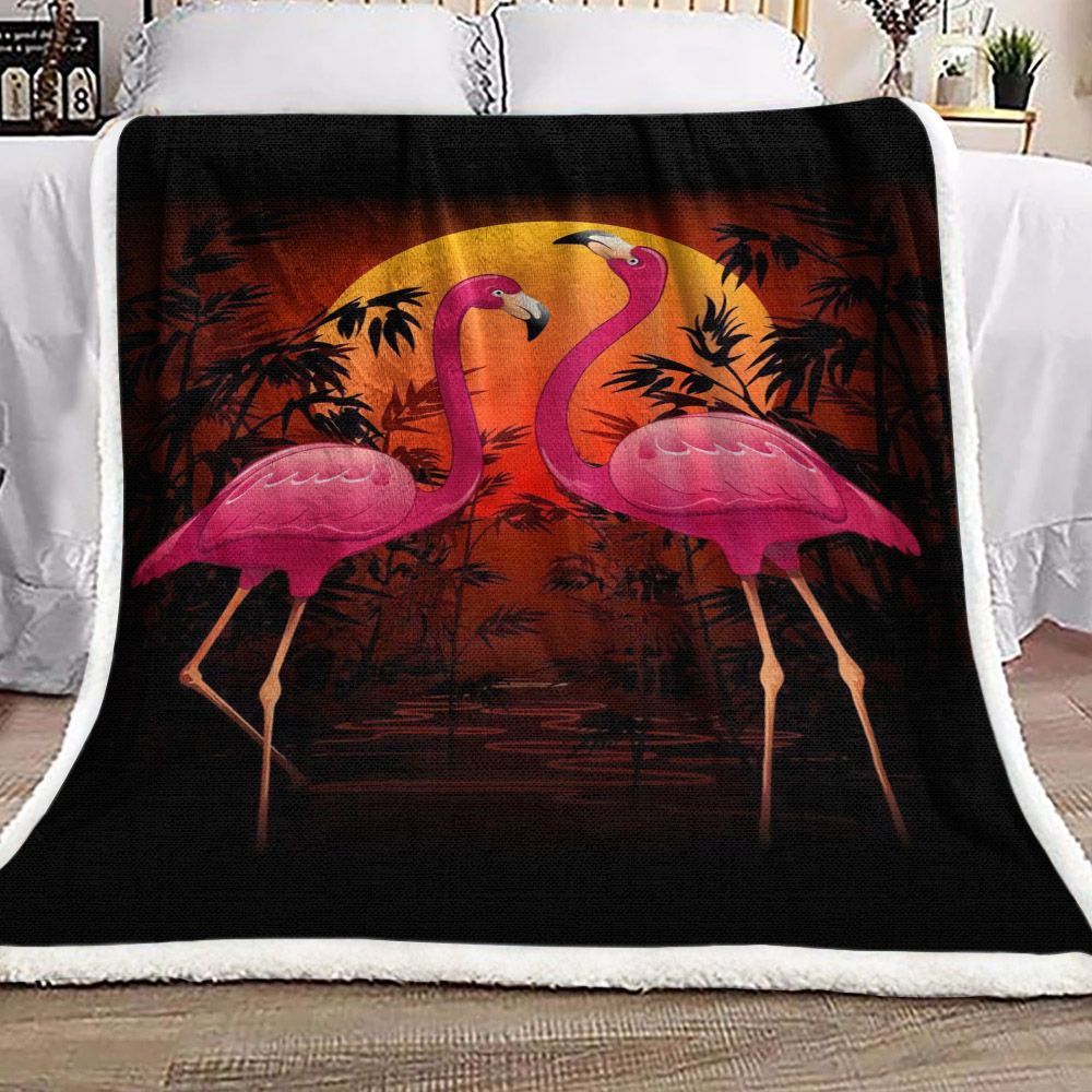 Flamingo Sherpa Fleece Blanket