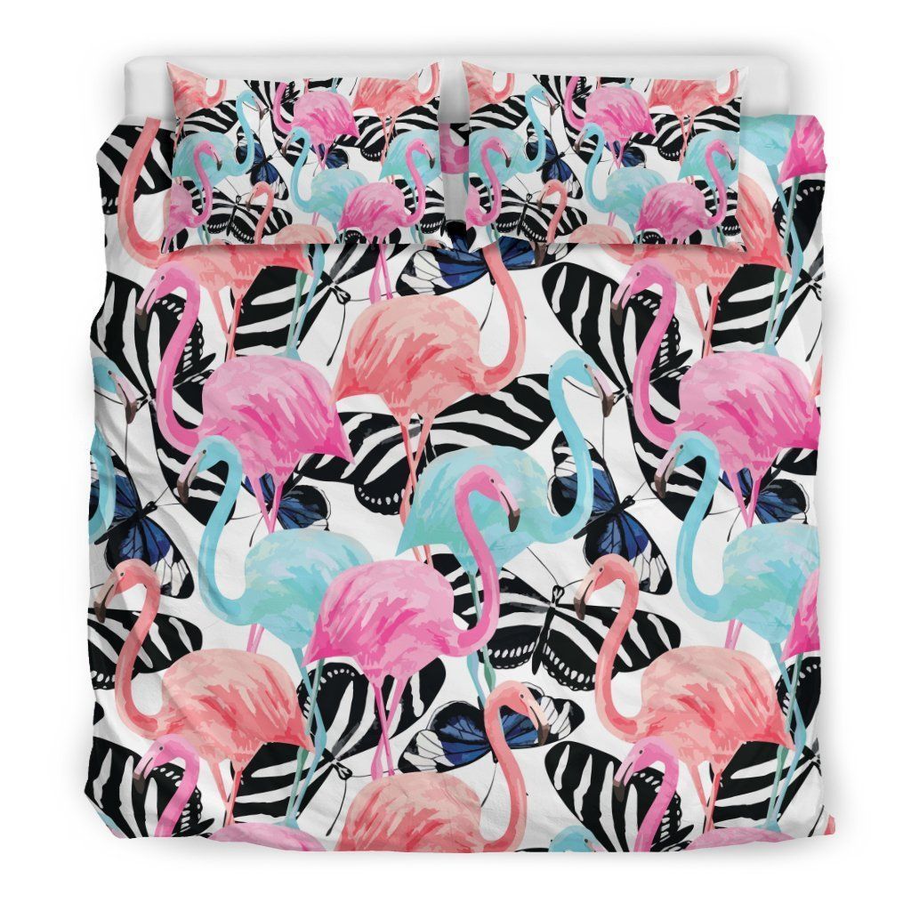 Flamingo Butterfly Hawaiian Bedding Set