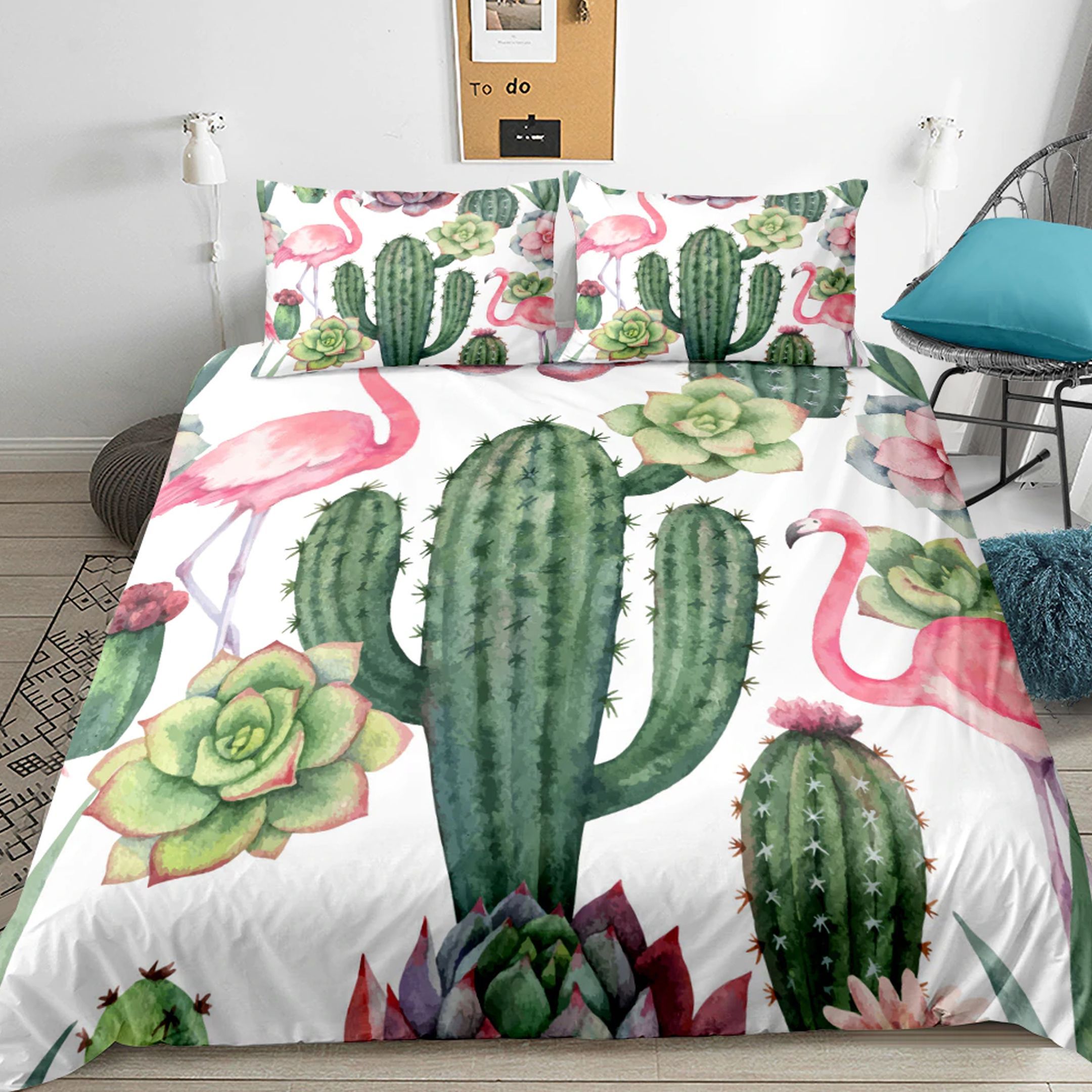 Flamingo Cactus  Bedding Set