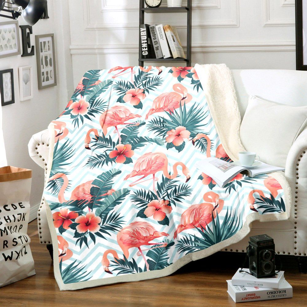 Flamingo Sherpa Fleece Blanket