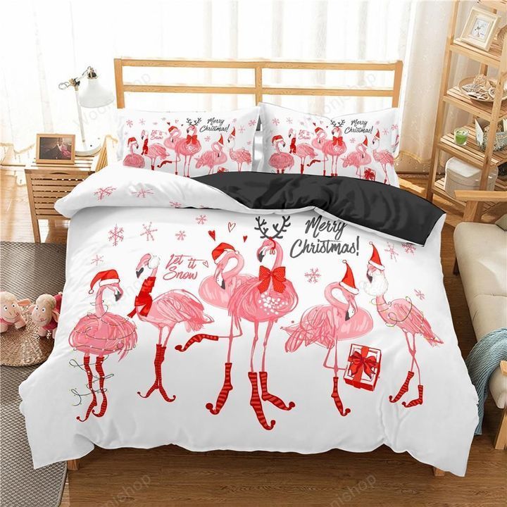 Flamingo Christmas Bedding Set