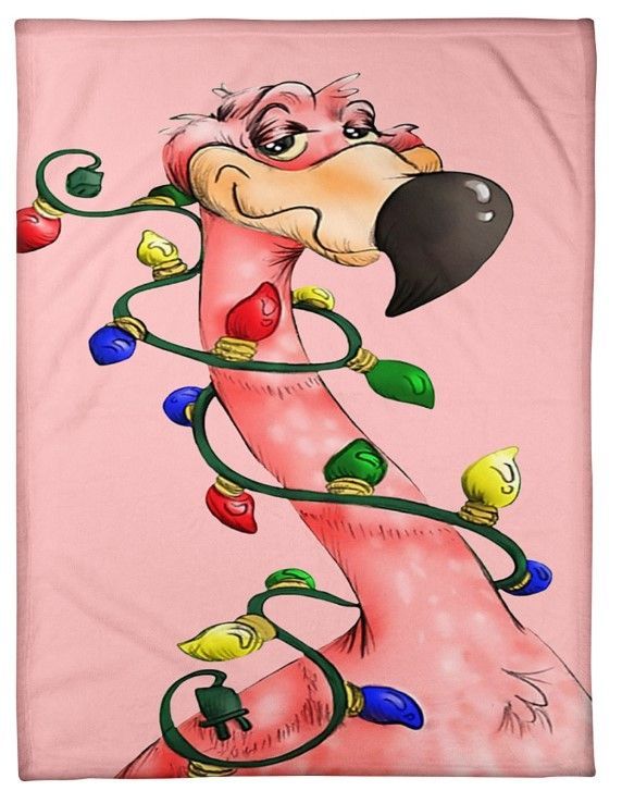 Flamingo Christmas Sherpa Fleece Blanket