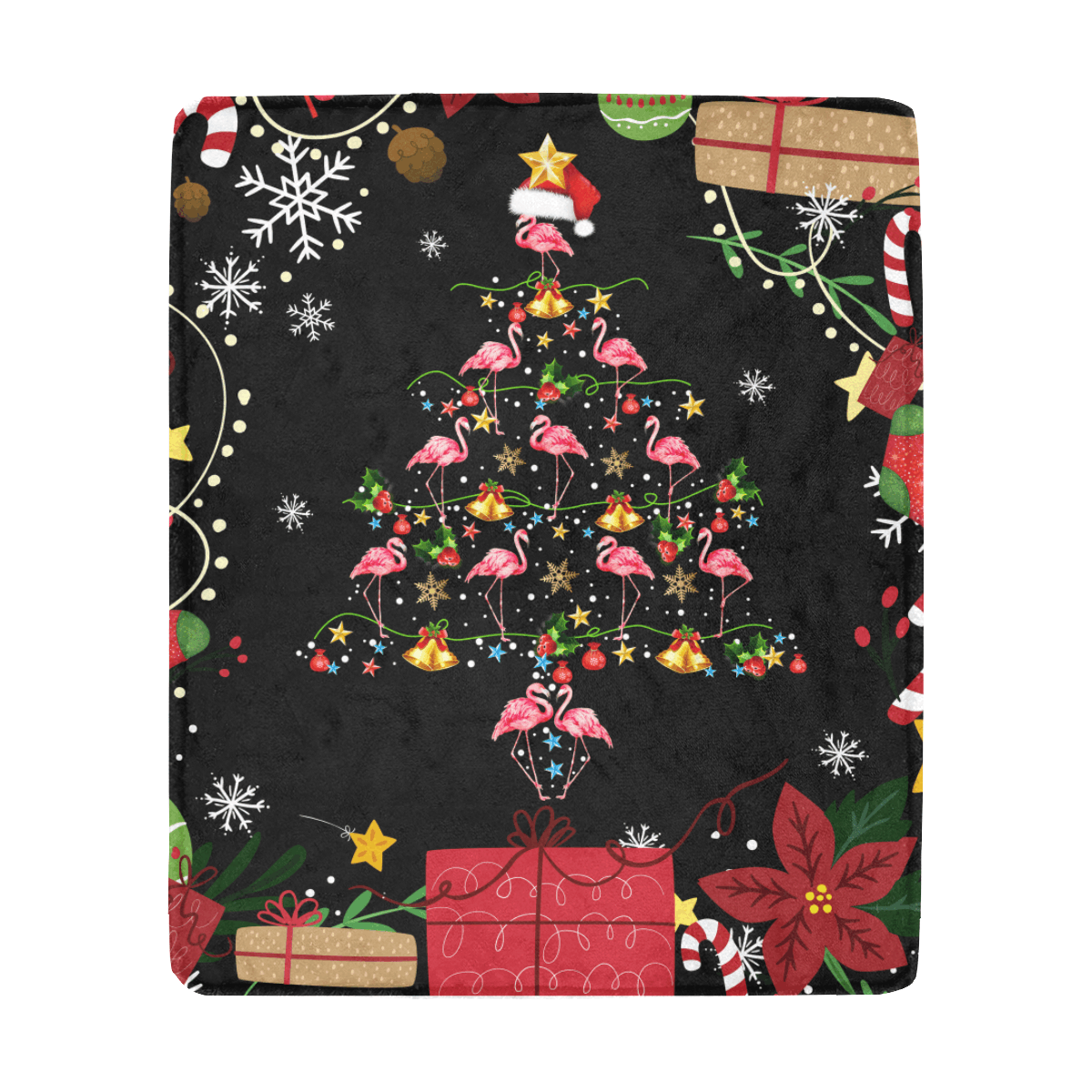 Flamingo Christmas Sherpa Fleece Blanket