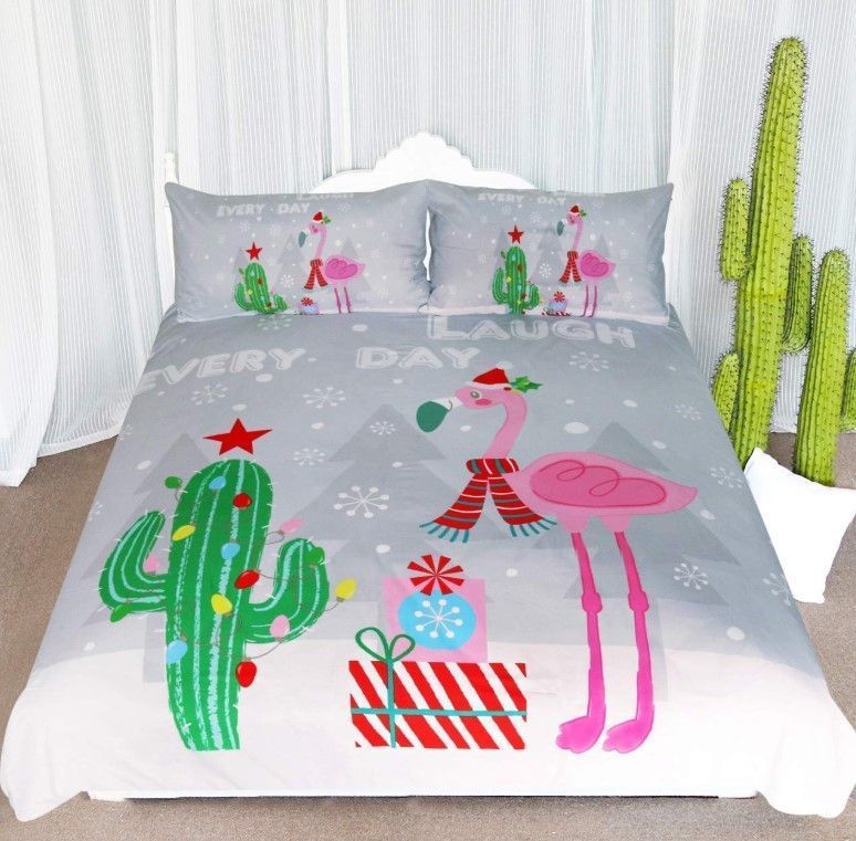 Flamingo Christmas Bedding Set