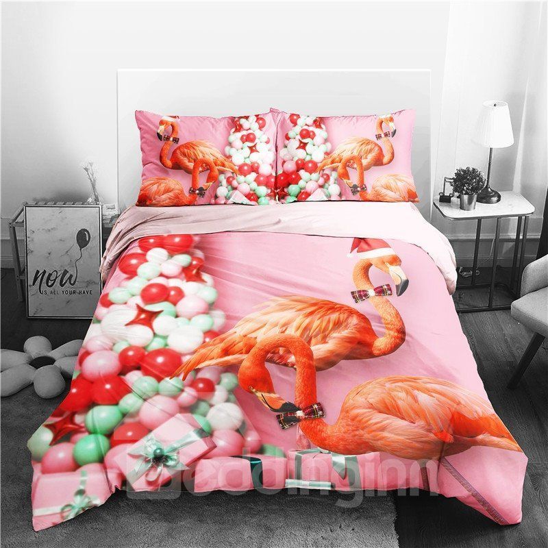 Flamingo Christmas Bedding Set
