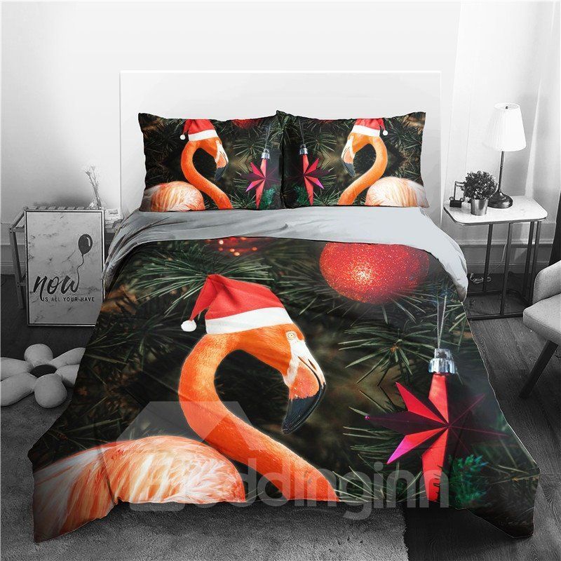 Flamingo Christmas Bedding Set