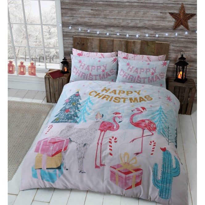 Flamingo Christmas Tree Bedding Set